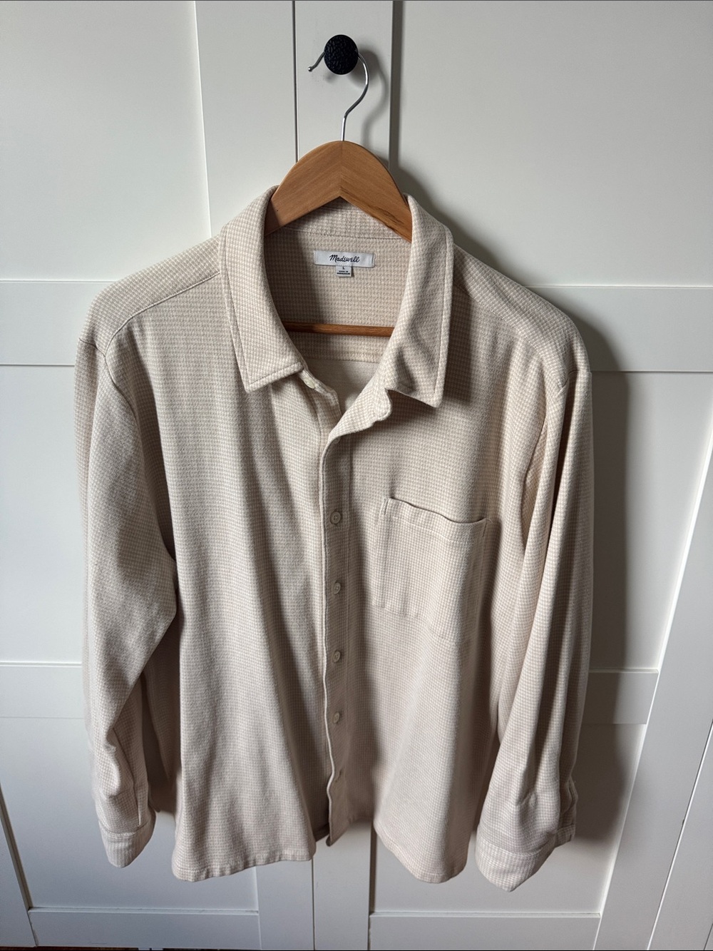 Madewell Cream Waffle-Knit Button Front Shirt